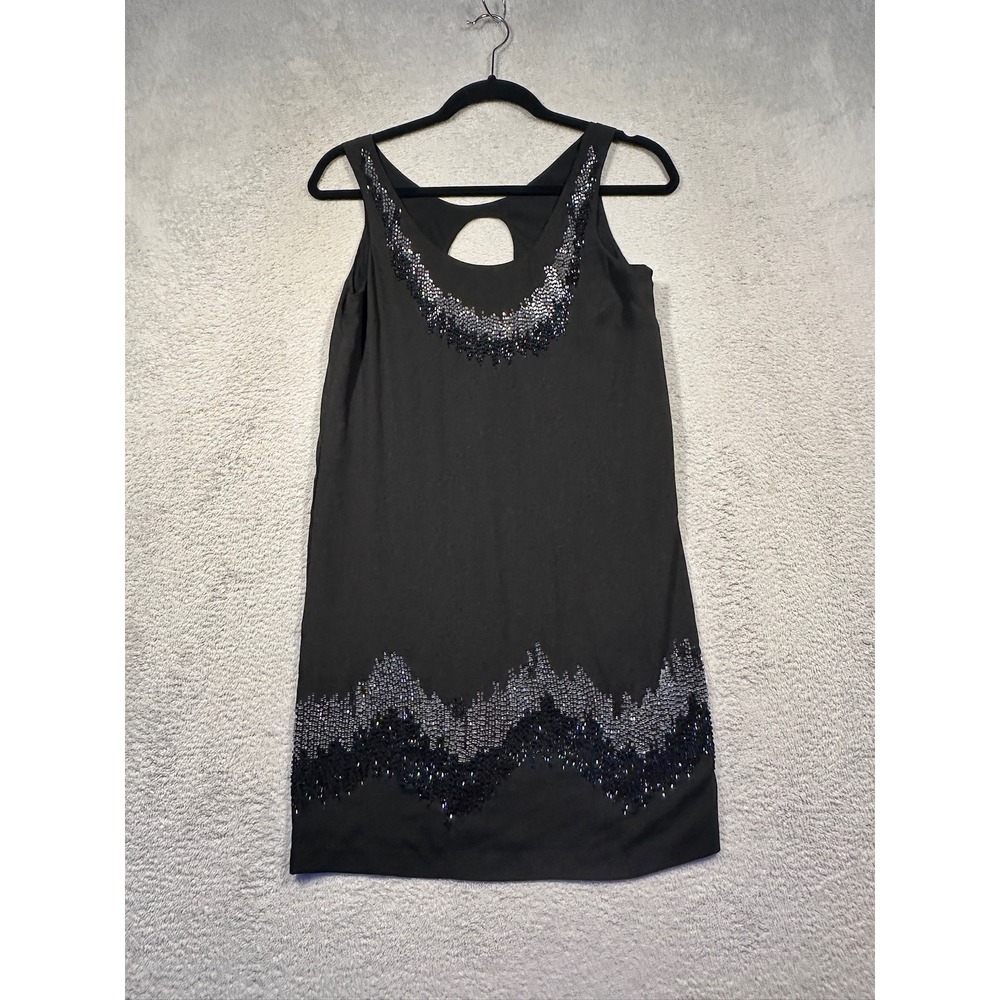 MM COUTURE by Miss Me Black Sequin Beaded Cutout Sheath Mini‎ Dress LBD XS